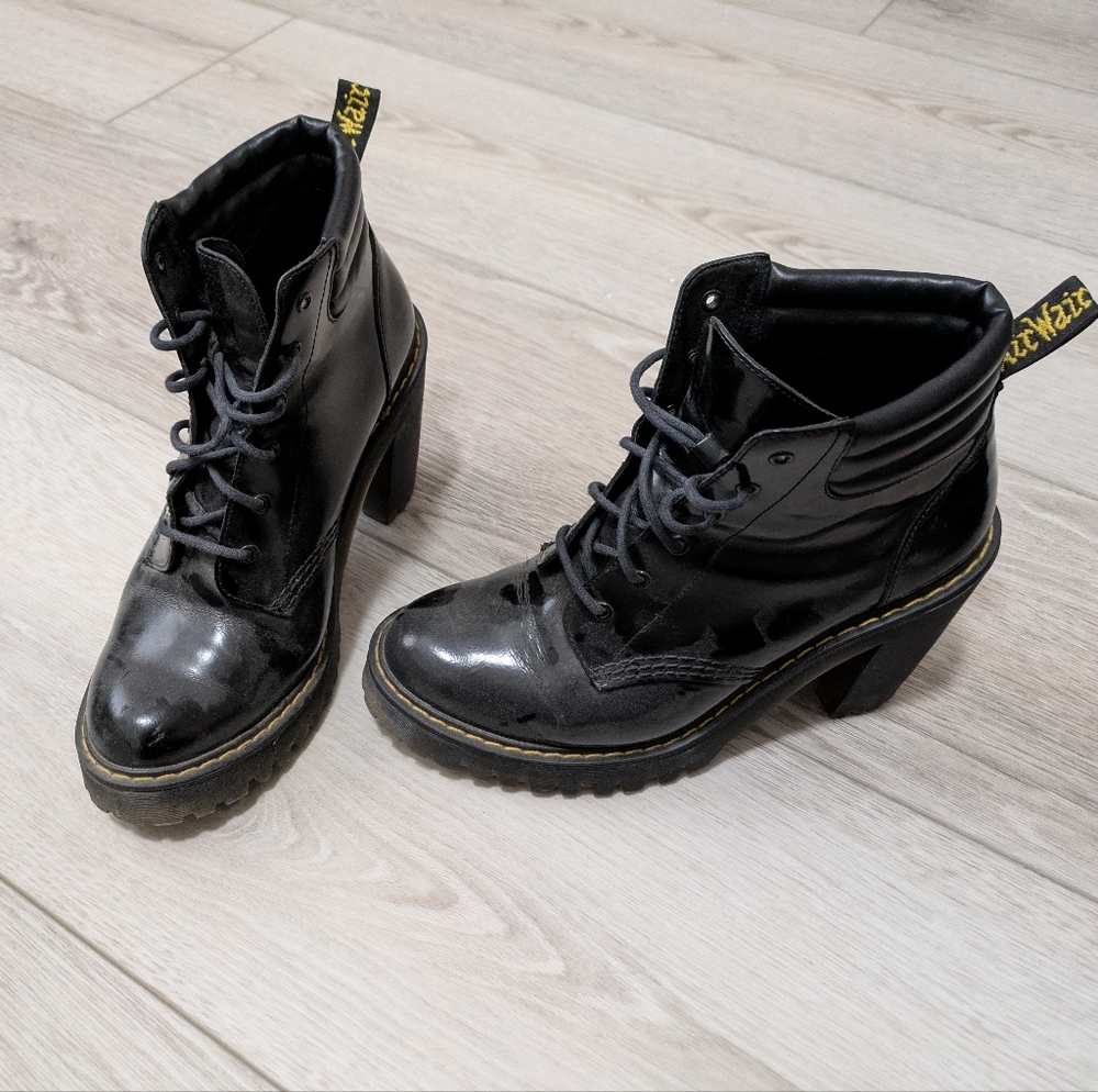 Dr. Martens Black Heeled Boots with Chunky Heel